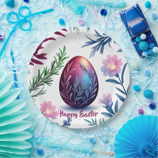 Elegant Easter Egg Botanical Art ペーパープレート (パーティー)