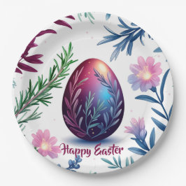Elegant Easter Egg Botanical Art ペーパープレート