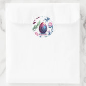 Elegant Easter Egg Botanical Art ラウンドシール (バッグ)
