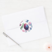 Elegant Easter Egg Botanical Art ラウンドシール (封筒)