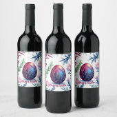 Elegant Easter Egg Botanical Art ワインラベル (ボトル)