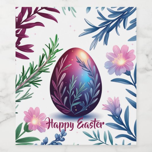 Elegant Easter Egg Botanical Art ワインラベル (シングルラベル)