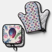 Elegant Easter Egg Botanical Art 鍋つかみ&鍋敷きセット (正面/裏面)