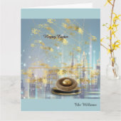 Elegant Easter Folded Greeting Card カード (黄色い花)