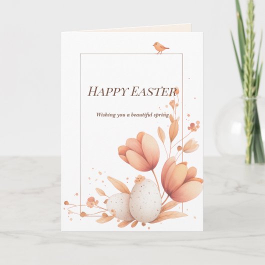 Elegant Easter Greeting Card with Floral Frame カード (正面)