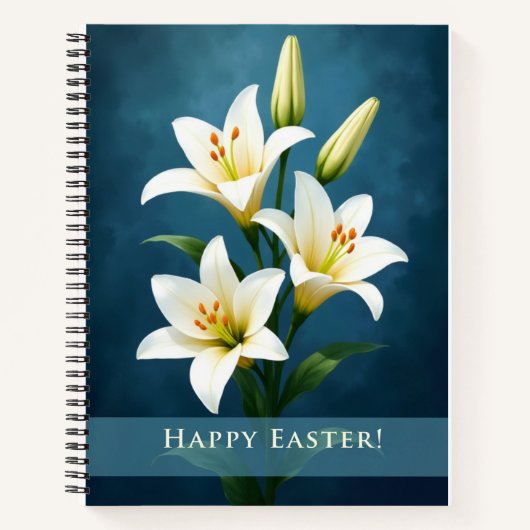 Elegant Easter Lilies Christian Faith Gift ノートブック (正面)