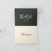 Elegant ebony initial wedding couples サンキューカード (内部)