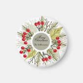Elegant Editable Christmas Circle Sticker マグネット (正面)