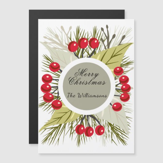 Elegant Editable Christmas/Holiday Magnetic Card (正面/裏面)