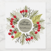 Elegant Editable Christmas Sticker ワインラベル (シングルラベル)