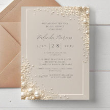 Elegant Editable Cream Seed Pearl Bridal Shower
