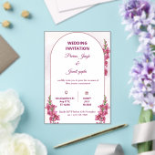 Elegant Editable Wedding Invitation | Modern Flora アクリル招待状 (インサイチュ (ウェディング))