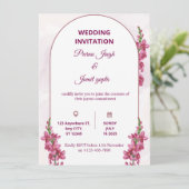 Elegant Editable Wedding Invitation | Modern Flora 招待状 (スタンド正面)