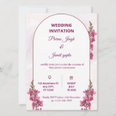 Elegant Editable Wedding Invitation | Modern Flora 招待状 (正面)
