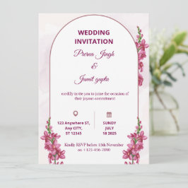 Elegant Editable Wedding Invitation | Modern Flora 招待状