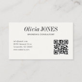 Elegant Editorial Minimalist White QR Code 名刺 (裏面)