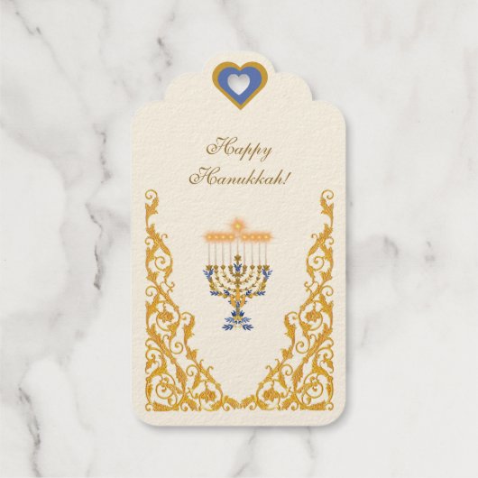 Elegant Egg Shell White Hanukkah Gold  ギフトタグ (裏面)