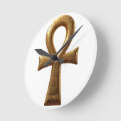 Elegant Egyptian Ankh Symbol Wall Art ラウンド壁時計 (傾斜)