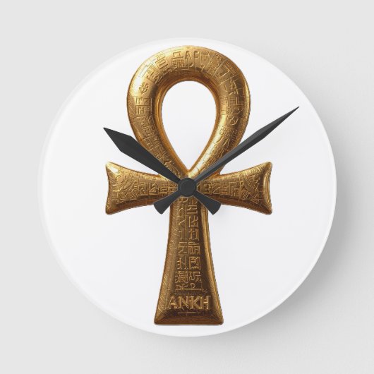 Elegant Egyptian Ankh Symbol Wall Art ラウンド壁時計 (正面)