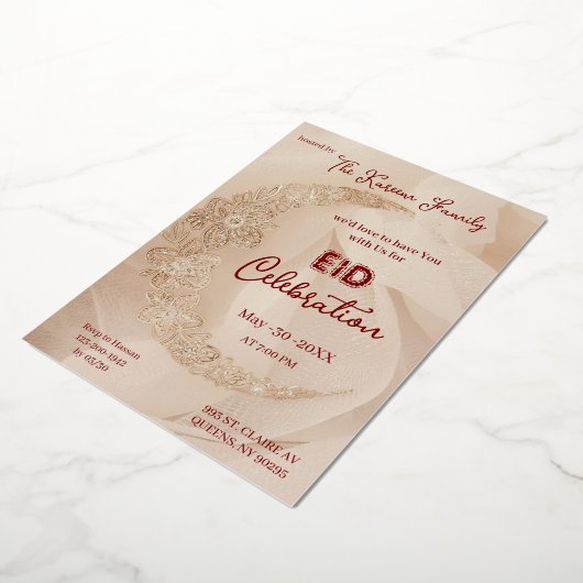 Elegant EId Celebration  Eid Party Invitation 箔シーズンカード (回転した状態)