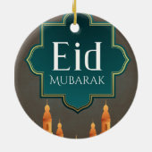 Elegant Eid Mubarak Mosque Skyline Art セラミックオーナメント (裏面)