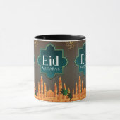 Elegant Eid Mubarak Mosque Skyline Art マグカップ (中央)