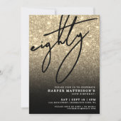 Elegant Eighty Gold 80th Birthday Party 招待状 (正面)