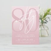 Elegant Eighty Pink 80th Birthday Party 招待状 (スタンド正面)