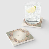 Elegant Elegant Gold Jewel Flowers Stone Coaster ストーンコースター (横)