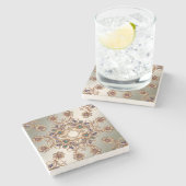 Elegant Elegant Gold Jewel Flowers Stone Coaster ストーンコースター (横)