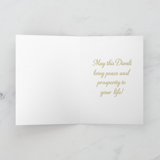 Elegant Elephant & Lotus Happy Diwali Greeting カード (内部)