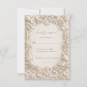Elegant Embossed Floral Wedding Response Cards 招待状 (正面)