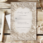Elegant Embossed Floral Wedding Response Cards 招待状