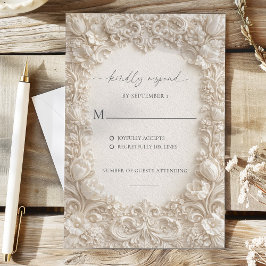 Elegant Embossed Floral Wedding Response Cards 招待状