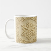 Elegant Embossed Snowflake Holiday Art コーヒーマグカップ (左)