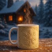 Elegant Embossed Snowflake Holiday Art コーヒーマグカップ