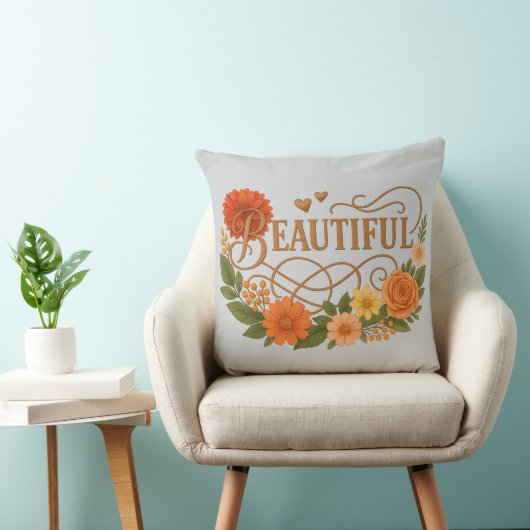 Elegant Embroidered Style Throw Pillow クッション (椅子)