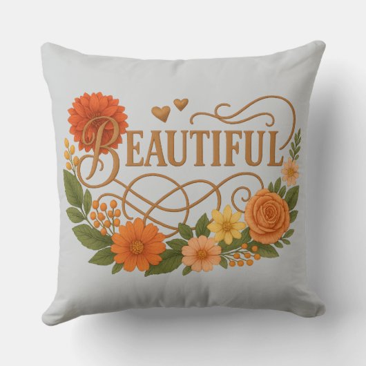 Elegant Embroidered Style Throw Pillow クッション (裏面)
