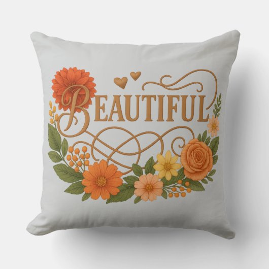 Elegant Embroidered Style Throw Pillow クッション (正面)