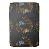 Elegant Embroidery Style Pattern Flowers Butterfly バスマット (正面縦)