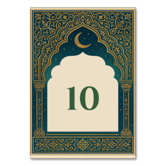 Elegant Emerald and Gold Arch Wedding Table Number テーブルナンバー