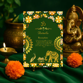 elegant emerald arch & traditional hindu wedding エンクロージャーカード
