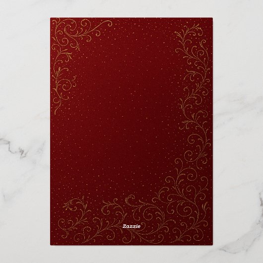 Elegant Emerald Gold Christmas Invitation 箔招待状 (裏面)