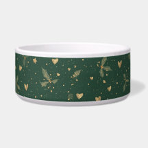 Elegant Emerald & Gold Dog Bowl – Classy Holiday