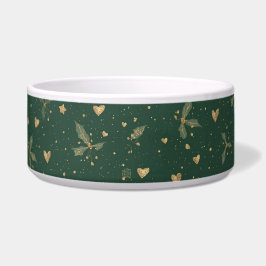 Elegant Emerald & Gold Dog Bowl – Classy Holiday ボウル