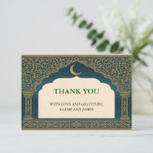 Elegant Emerald & Gold Ornate Arch Thank You Card サンキューカード (スタンド正面)