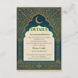 Elegant Emerald & Gold Ornate Arch Wedding Details エンクロージャーカード