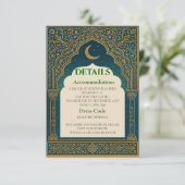 Elegant Emerald & Gold Ornate Arch Wedding Details エンクロージャーカード (スタンド正面)