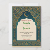 Elegant Emerald & Gold Ornate Arch Wedding Invitat 招待状 (正面)