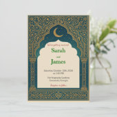 Elegant Emerald & Gold Ornate Arch Wedding Invitat 招待状 (スタンド正面)